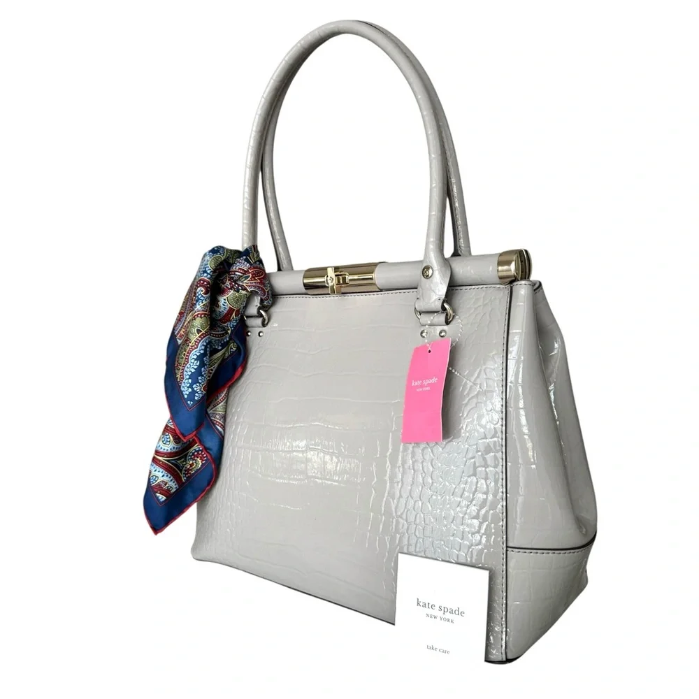 🆕 Kate Spade Patent Constance Large Shoulder Bag Gray